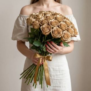 Букет из 23 золотых роз Premium
